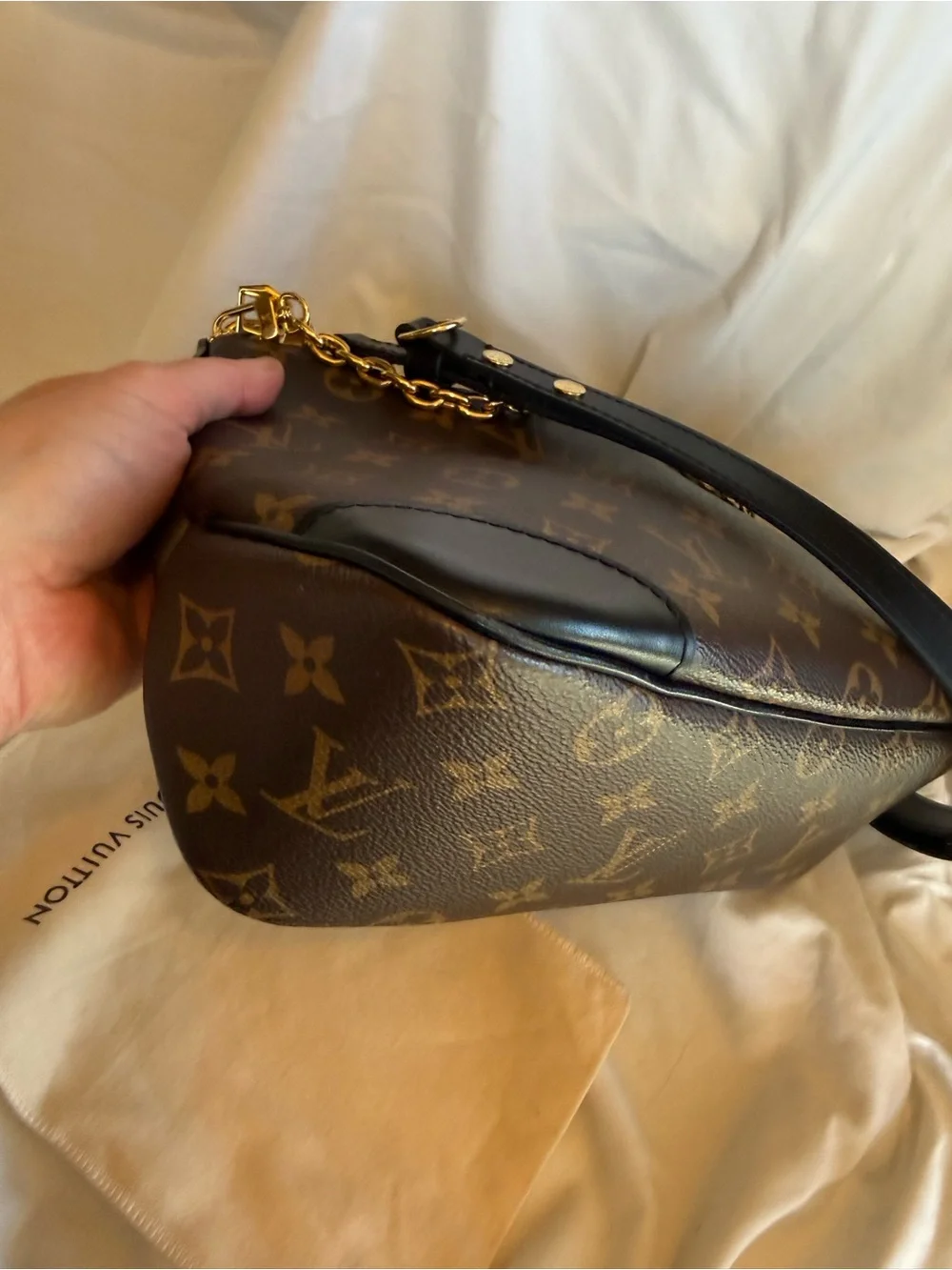Louis Vuitton Brown Monogram Boulogne PM Shoulder Bag with Black Trim